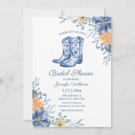 bridal shower cowgirl boots flowers western einladung