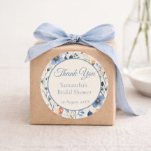 Bridal Shower Dusty Blue Floral Watercolor