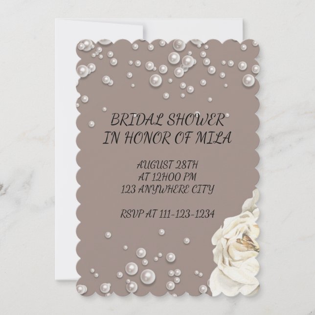 BRIDAL SHOWER EINLADUNG MIT IMITATE PEARLS-Karte (Vorderseite)