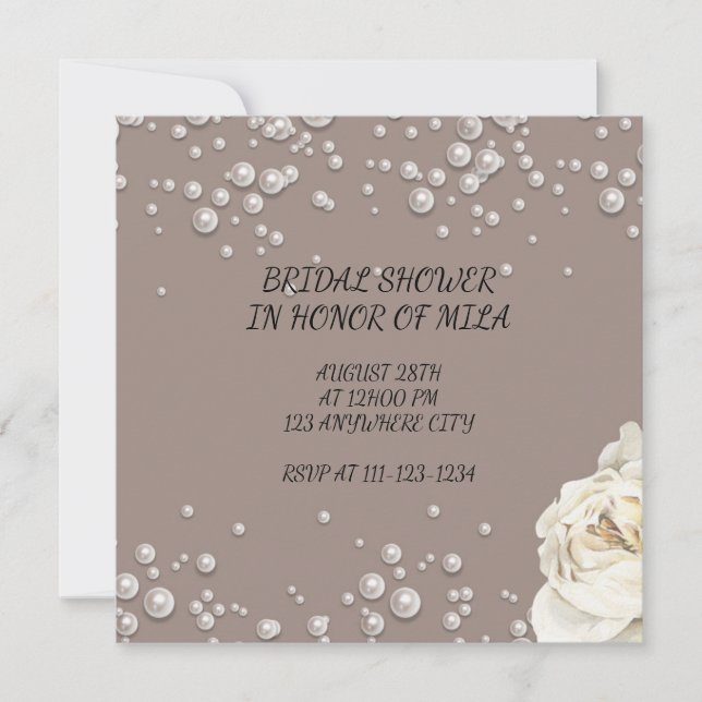 BRIDAL SHOWER EINLADUNG MIT IMITATE PEARLS-Karte (Vorderseite)