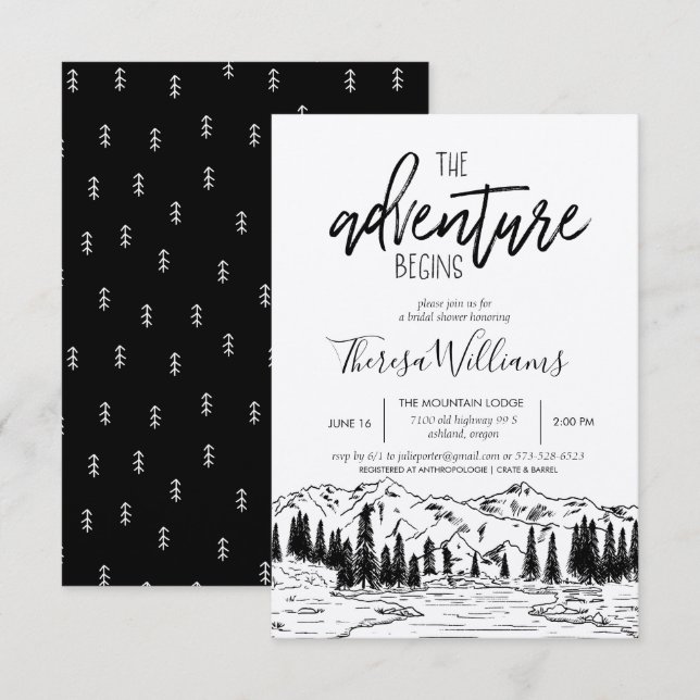 Bridal Shower Einladung - Thema Berge (Vorne/Hinten)