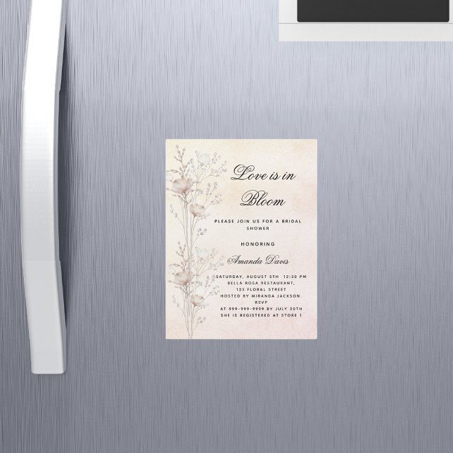 Bridal shower flowers love in bloom blush luxury magneteinladung (Von Creator hochgeladen)