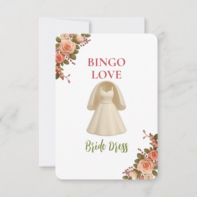 Bridal Shower Game Bingo Card – Bride Dress (Vorderseite)