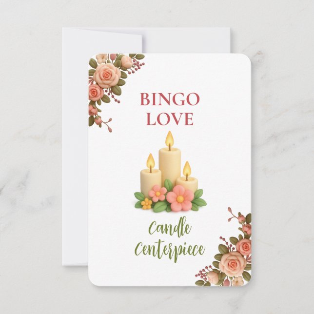 Bridal Shower Game Bingo Card – Candle Centerpiece (Vorderseite)