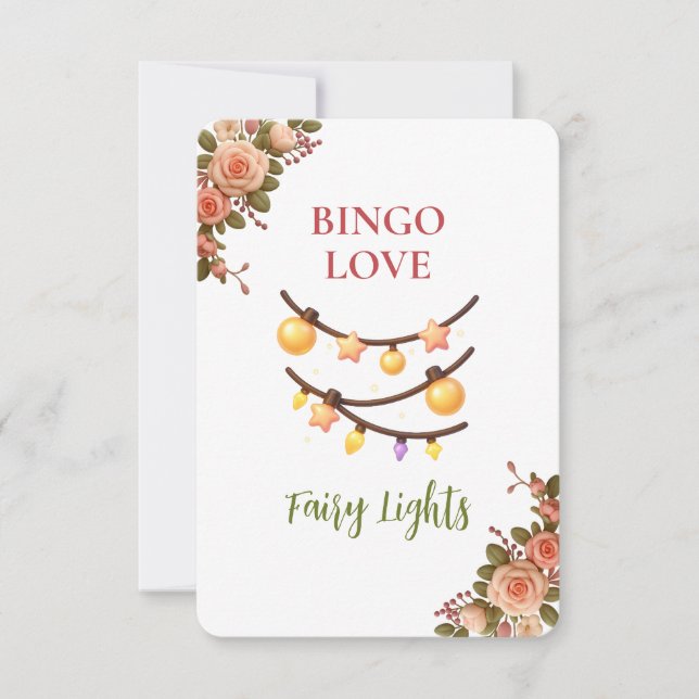 Bridal Shower Game Bingo Card – Fairy Lights (Vorderseite)