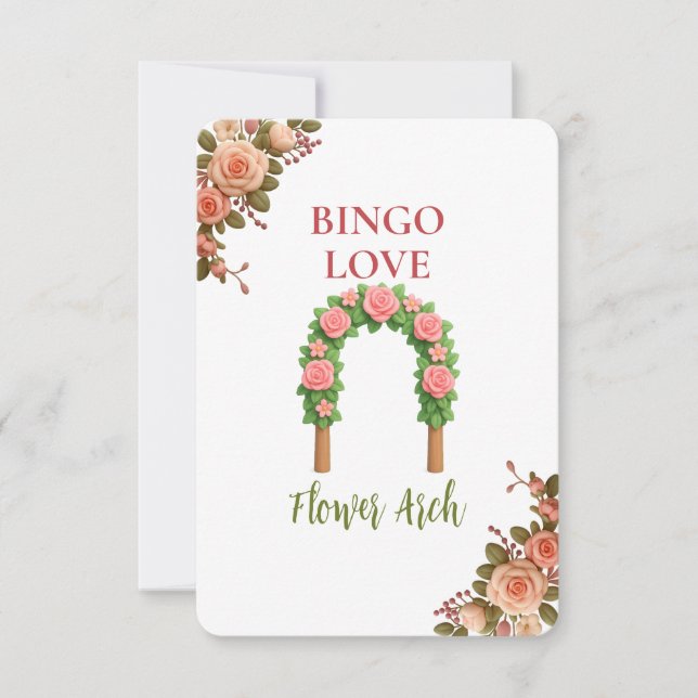 Bridal Shower Game Bingo Card – Flower Arch (Vorderseite)