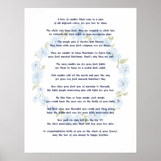 Bridal Shower gift - Candle Box insert Poster (Vorne)