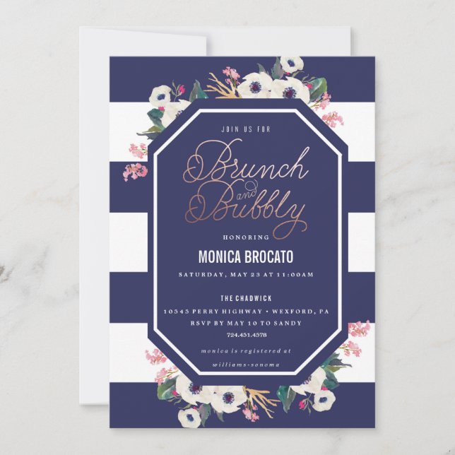 BRIDAL SHOWER INVITATION - Brunch- und Blasenkamme Einladung (Vorderseite)