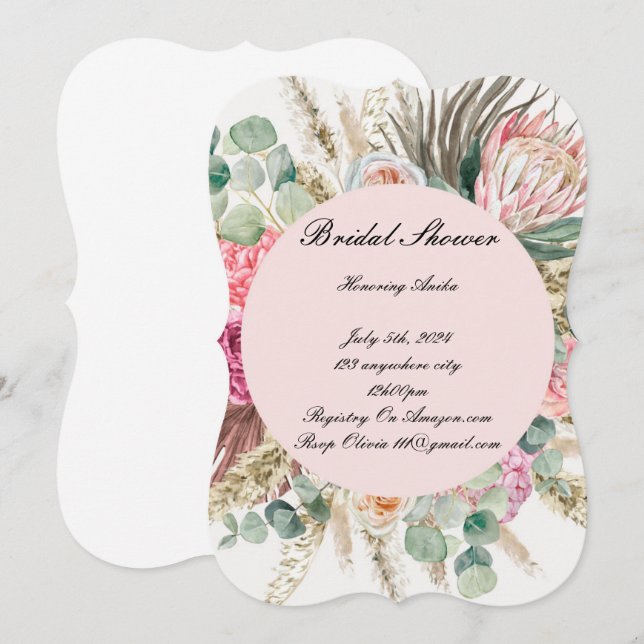 BRIDAL SHOWER INVITATION EINLADUNG (Vorne/Hinten)