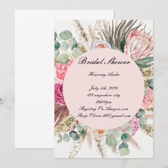 BRIDAL SHOWER INVITATION EINLADUNG (Vorne/Hinten)