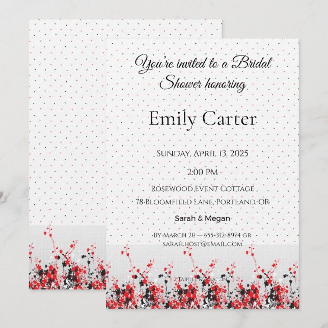 Bridal Shower Invitation Elegant Floral Template (Devant / Derrière)