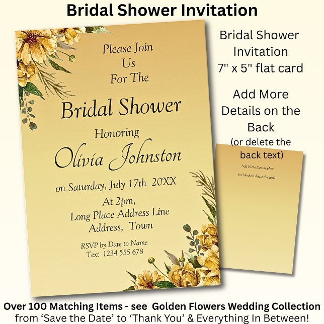 Bridal Shower Invitation - Golden Yellow Flowers (Créateur téléchargé)
