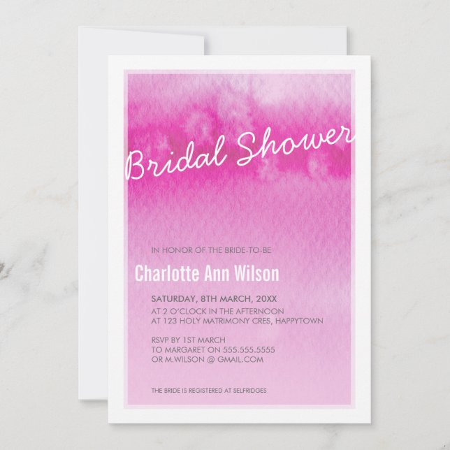 BRIDAL SHOWER INVITATION : Ober-Aquarell Einladung (Vorderseite)