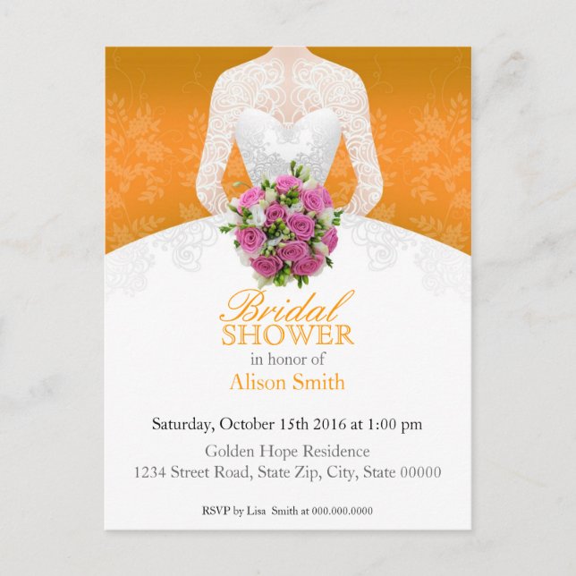 Bridal Shower orange invitation (Devant)