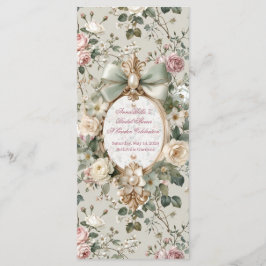 Bridal Shower Program Card | Romantic Blush Rose Programm