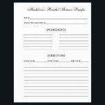 Bridal Shower Recipe Sheet for Binders Flyer<br><div class="desc">Bridal Shower Recipe Sheet for Binders</div>