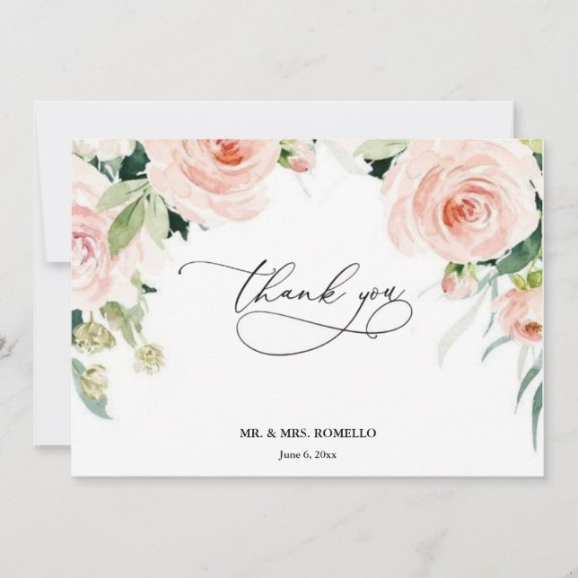 Bridal shower rosa oro floral Foam Boards Dankeskarte (Vorderseite)
