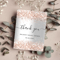 Bridal Shower silver rose gold glitter thank you