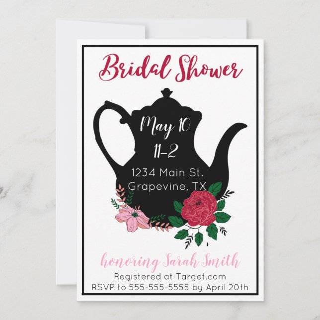 Bridal Shower Tea Invitation Einladung (Vorderseite)