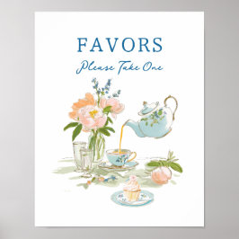 Bridal Shower Tea Party Favors Sign Poster