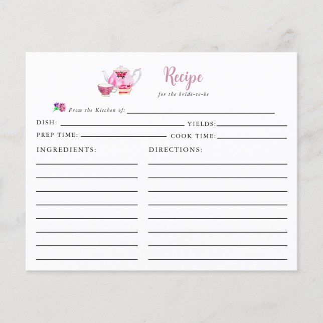 Bridal Shower Tea Party Recipe Love is Brewing (Vorderseite)