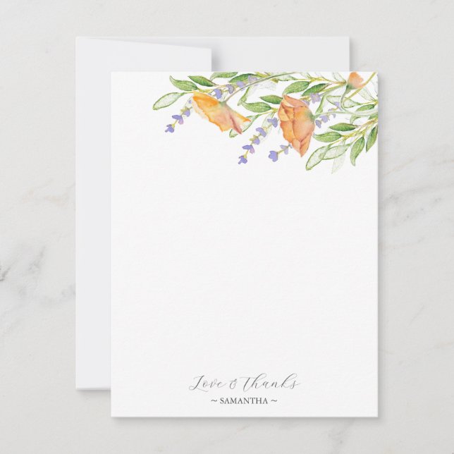 Bridal Shower Thank You Cards Orange Wildflowers Dankeskarte (Vorderseite)