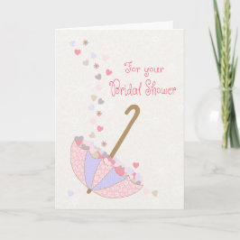 Bridal Shower Umbrella with Hearts and Flowers Karte
