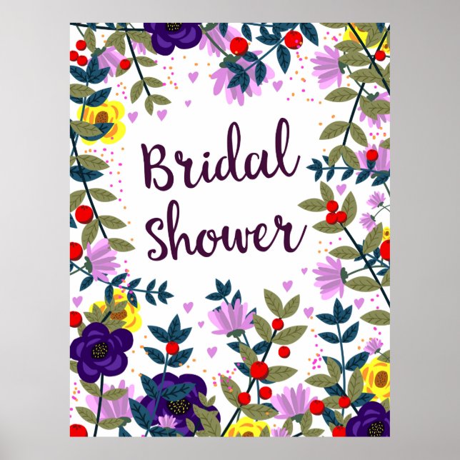 Bridal Shower Vintage Flowers Poster (Vorne)