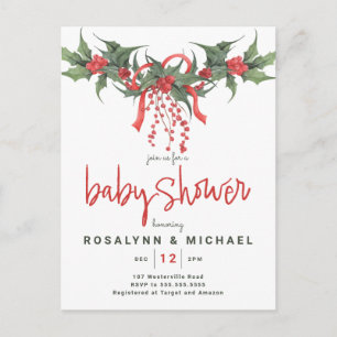 BRIDAL SHOWER   Weihnachten Feiertage Holly Floral Postkarte