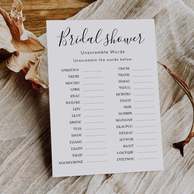 Bridal Shower Word Scramble Game | Wedding Shower Einladung (Bridal Shower Word Scramble Game | Wedding Shower Invitation)