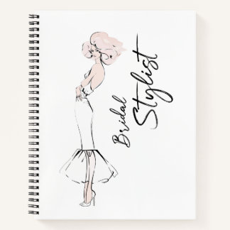 Bridal Stylist Girl in Hochzeitskleid Notizbuch
