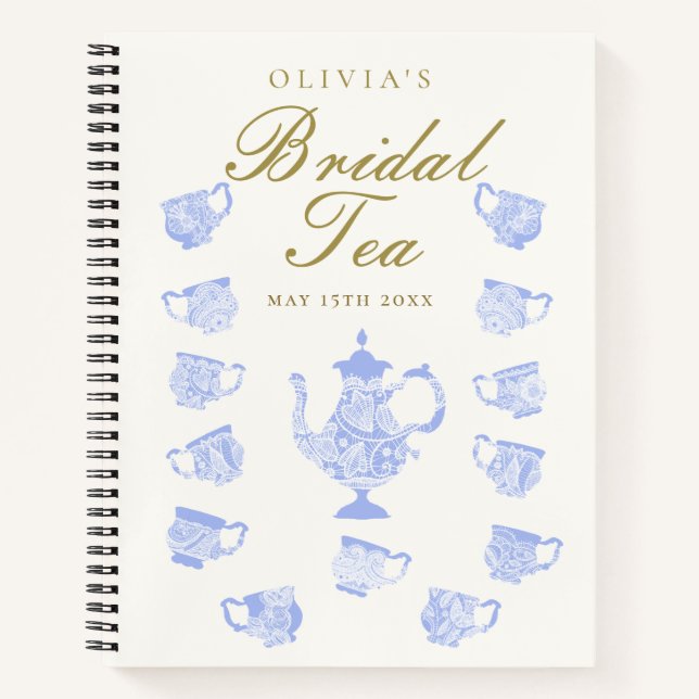 Bridal Tea Blue China Weißer Schnürsenkel Geschenk Notizbuch (Vorderseite)