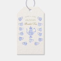 Bridal Tea Blue China White Lace Gold Dusche