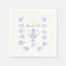 Bridal Tea Blue China White Lace Script Dusche
