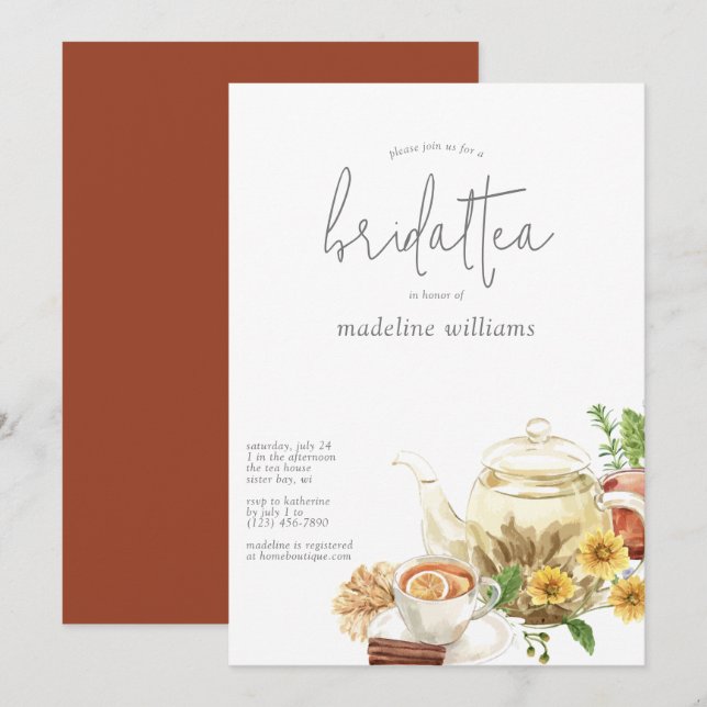 Bridal Tea Boho Bridal Dusche Einladung (Vorne/Hinten)