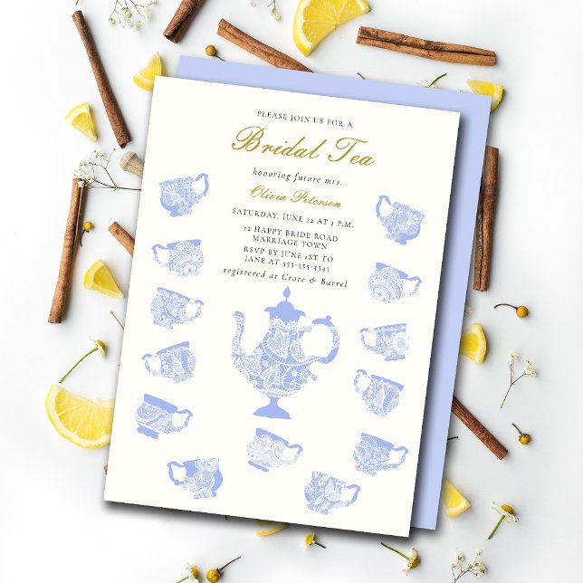 Bridal Tea Chinoiserie Lace Lavender Lilac Dusche Einladung (Von Creator hochgeladen)