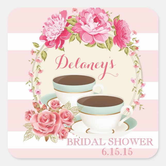 Bridal Tea Gastgeschenk Stickers (Vorderseite)