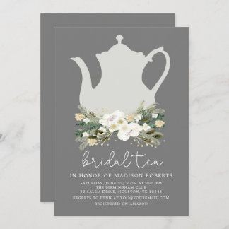 Bridal Tea Gray Blume Einladung
