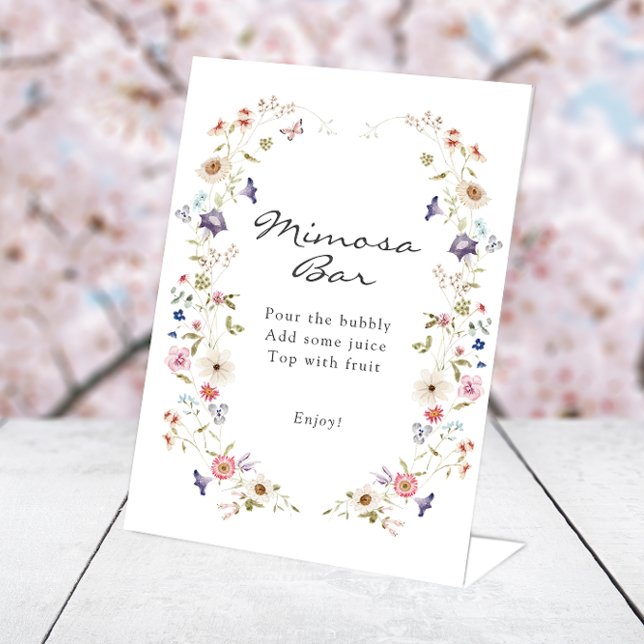 Bridal Tea Mimosa Sign Sockelschild (Floral Bridal Tea Party Mimosa Sign by Painted Paperie
)