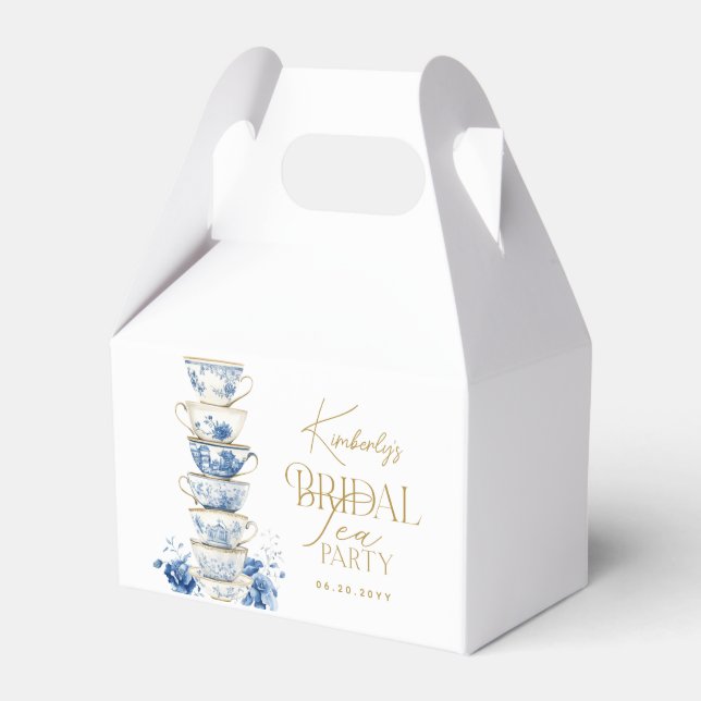 Bridal Tea Party Chinoiserie Blue Bridal Shower Geschenkschachtel (Vorderseite)