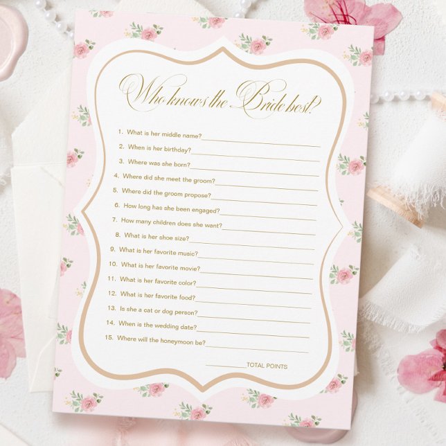 Bridal Tea Party, das Bride Best Game Card kennt Einladung (Von Creator hochgeladen)