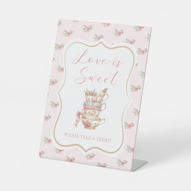 Bridal Tea Party Liebe ist Sweet Favor Sockelschild (Vorderseite)