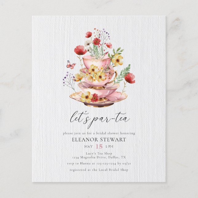 Bridal Tea Party Wildblume Einladung (Vorderseite)
