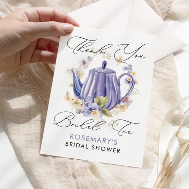 Bridal Tee Lila florales Brautparty Handschriftlic Dankeskarte (Von Creator hochgeladen)