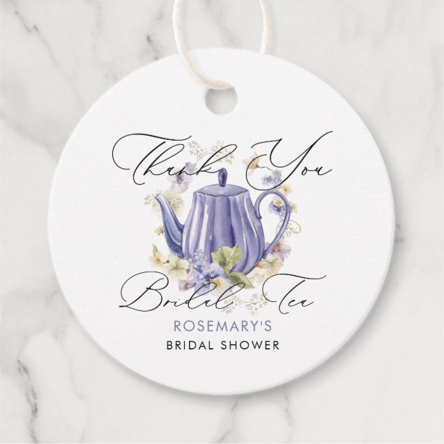 Bridal Tee Lila Teapot Brautparty Geschenkanhänger (Vorderseite)