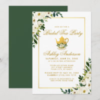 Bridal Tee Party Blumengrün Gold Einladung G