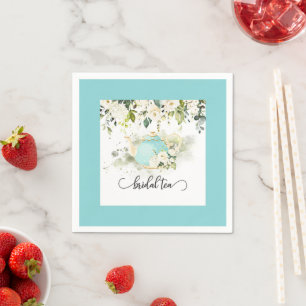 Bridal Tee Party Napkin - Blue Border WC Serviette