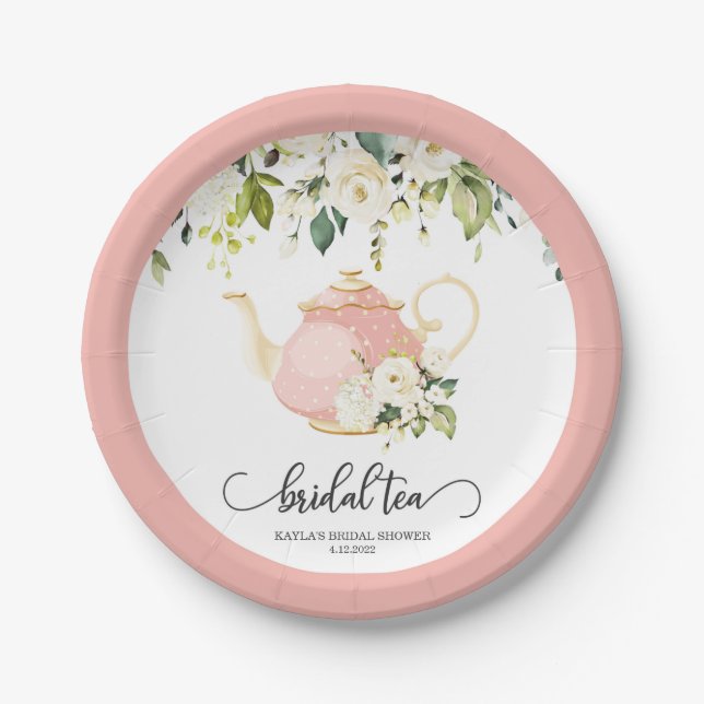 Bridal Tee Party Plate - Pink| CUSTOM Pappteller (Vorderseite)