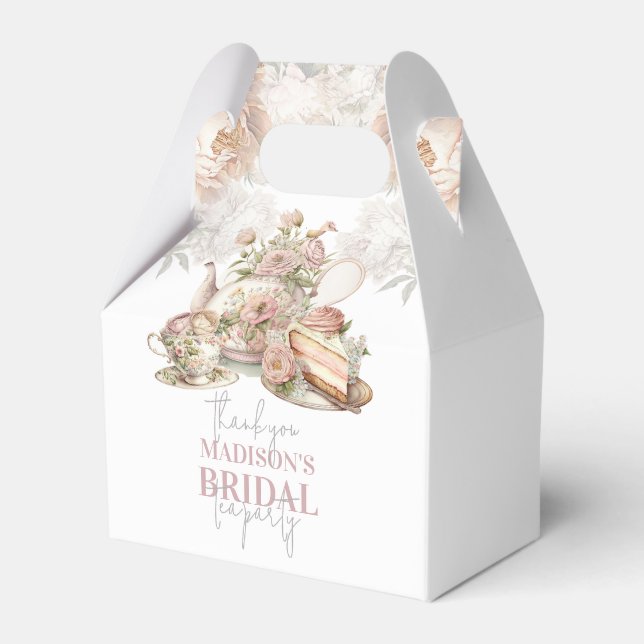 Bridal Tee Party Schönes Blumengestein Personalisi Geschenkschachtel (Vorderseite)