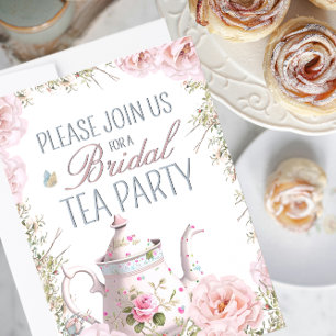 Bridal Tee Party Teapot Teacups Hochzeitsfest Einladung
